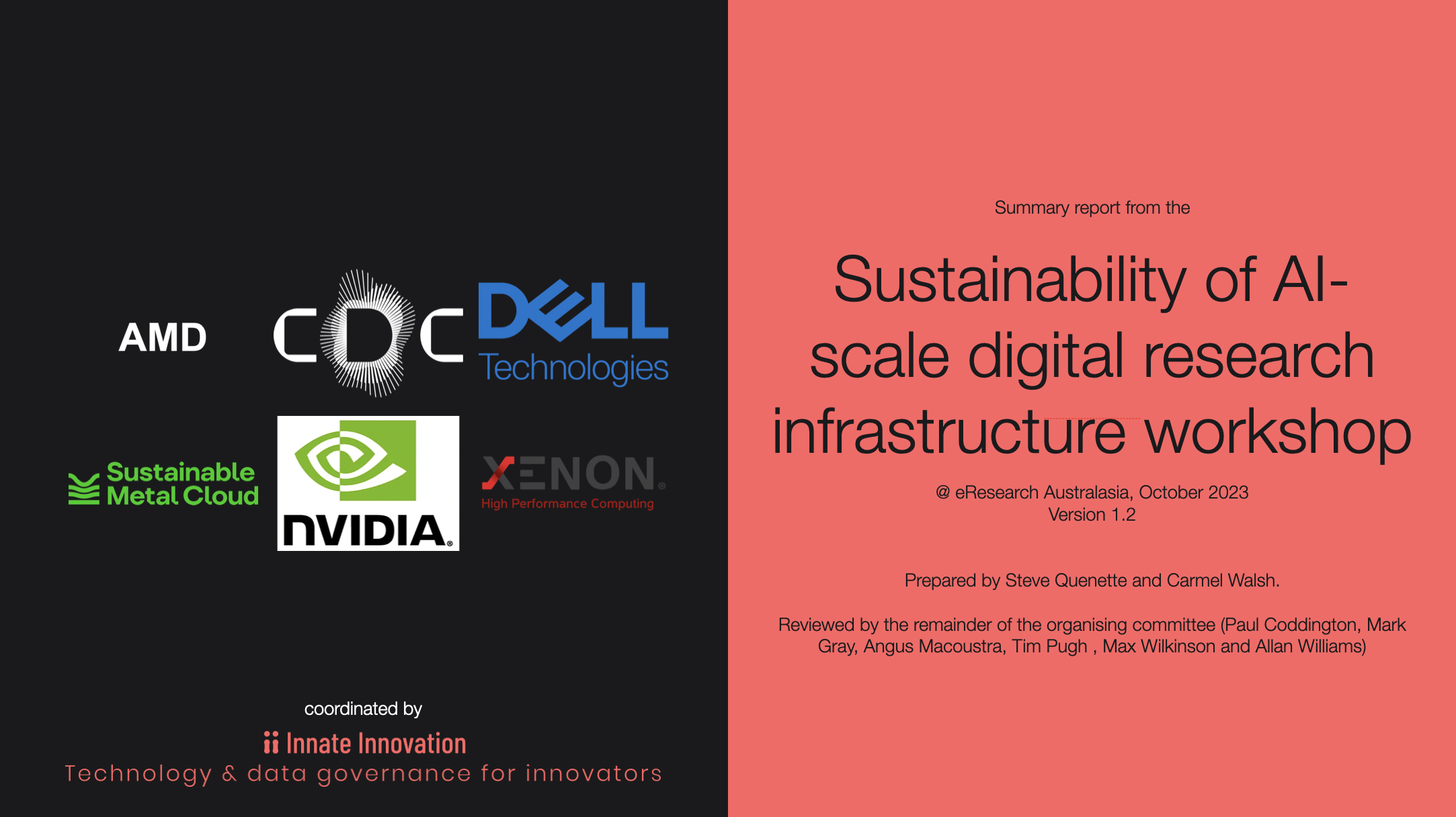 Summary report from the Sustainability of AI-scale Digital Research Infrastructure workshop @ eResearch Australasia